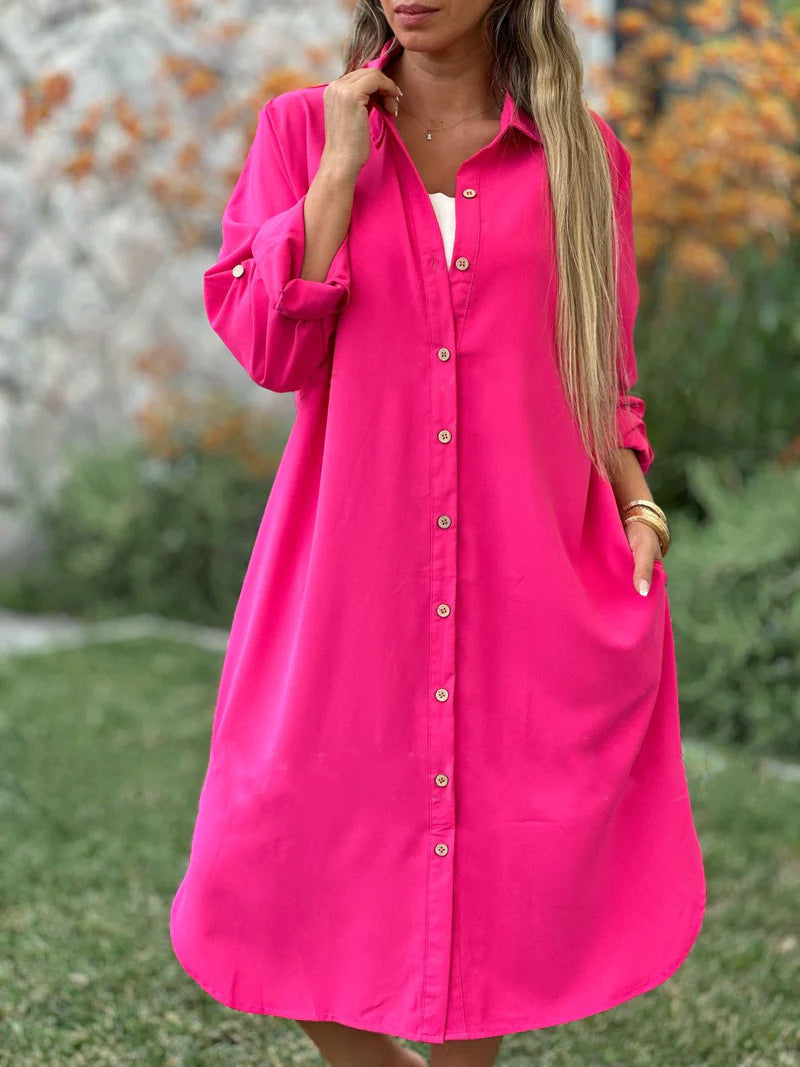 š„LETZTER TAG 50% RABATTš„Damen-Freizeit-Hemdjacke mit Revers in Unifarben