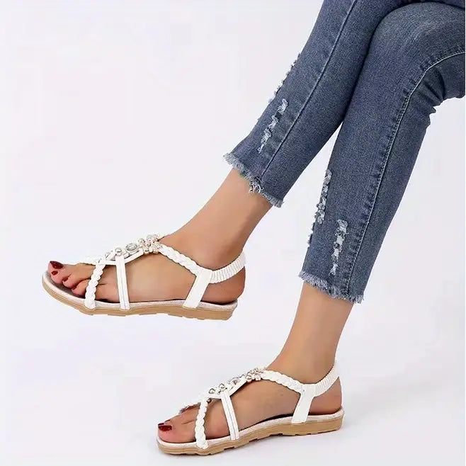 🔥ULTIMO GIORNO PROMOZIONE 50% DI SCONTO - Sandali ortopedici piatti stile Boho da donna