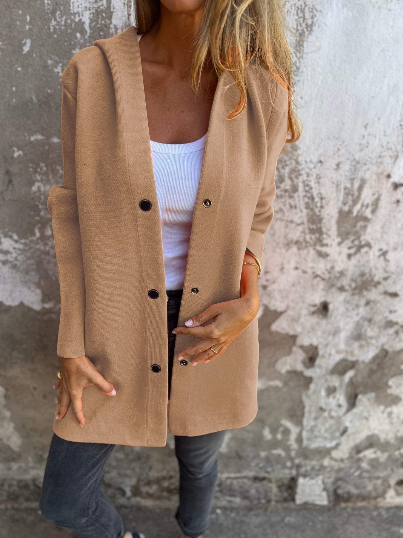 SALDI SBARAZZO🔥 Giacca casual monopetto con cappuccio