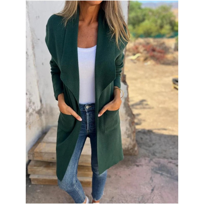🔥Solo 36 rimasti in magazzino: Cardigan casual con collo a revers e maniche lunghe