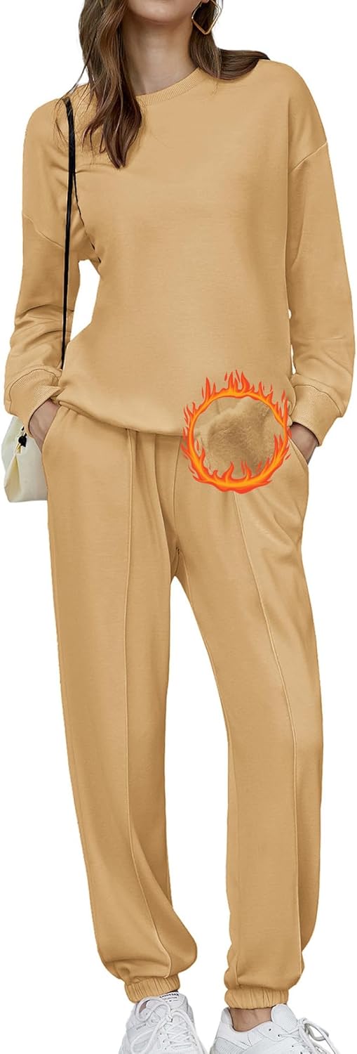 🎄Sconti di Natale🔥Tuta Oversize da Donna a Due Pezzi in Pile, Invernale, con Felpa e Pantaloni della Tuta Foderati in Sherpa