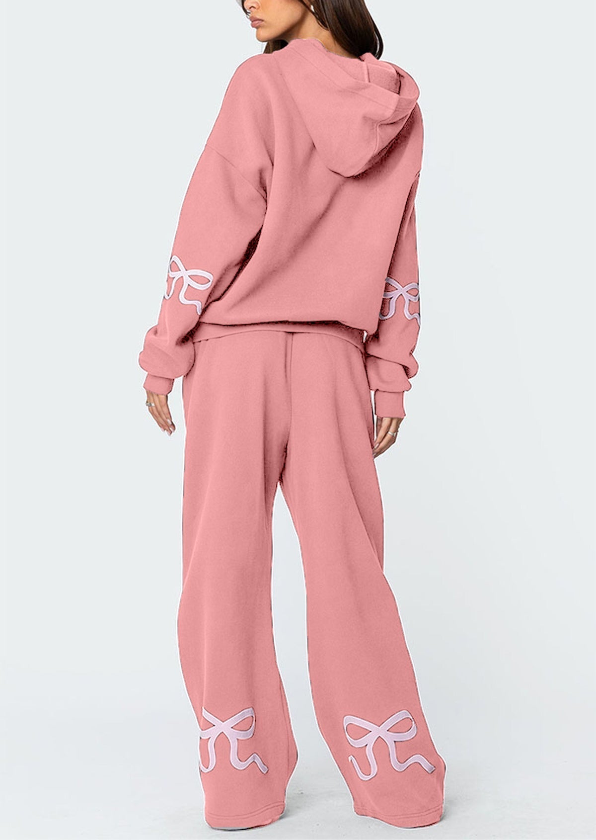 Weihnachtsverkauf 50 % RABATT – Damen-Sweatset mit Kapuzenpullover und Schleifendetail