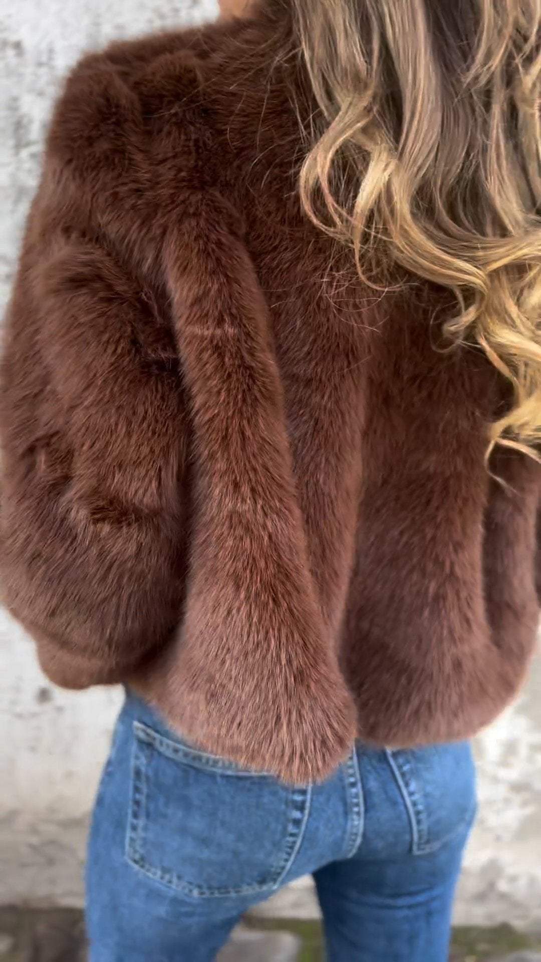 Giacca Casual da Donna con Collo Alto e Cerniera in Pelliccia