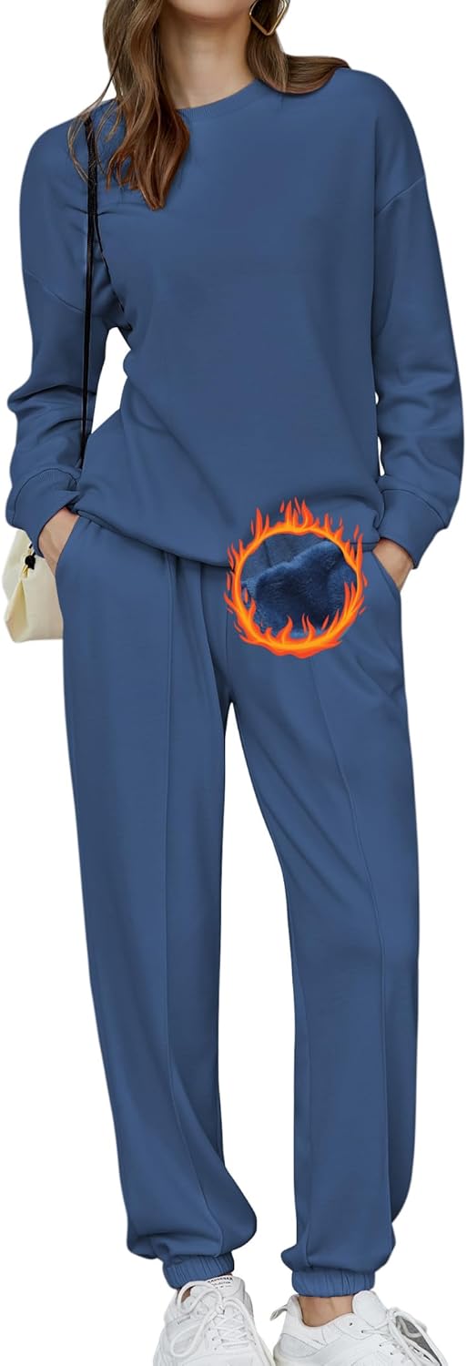 🎄Sconti di Natale🔥Tuta Oversize da Donna a Due Pezzi in Pile, Invernale, con Felpa e Pantaloni della Tuta Foderati in Sherpa
