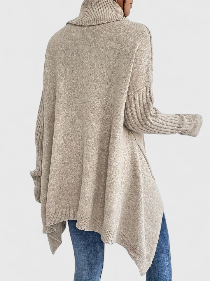 Maglione Dolcevita da Donna a Maglia Grossa con Spalle Scivolate
