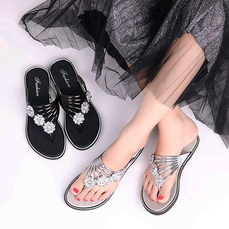 🔥ULTIMO GIORNO 50% DI SCONTO - Infradito da donna con motivo floreale, punta aperta, antiscivolo, alla moda