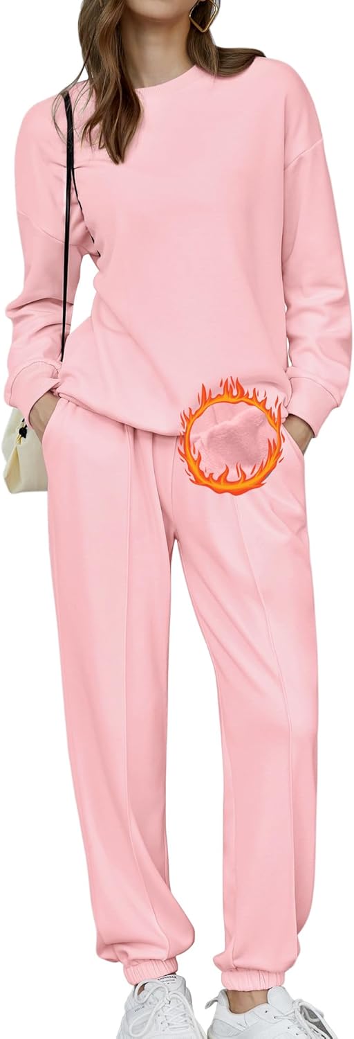🎄Sconti di Natale🔥Tuta Oversize da Donna a Due Pezzi in Pile, Invernale, con Felpa e Pantaloni della Tuta Foderati in Sherpa
