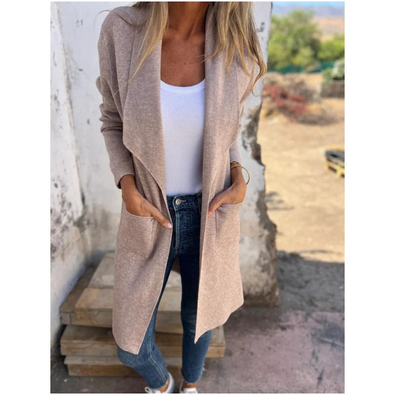 🔥Solo 36 rimasti in magazzino: Cardigan casual con collo a revers e maniche lunghe