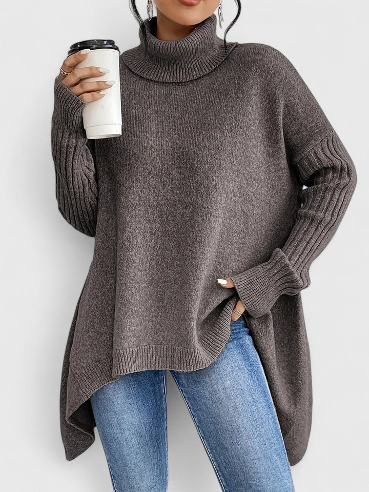 Maglione Dolcevita da Donna a Maglia Grossa con Spalle Scivolate