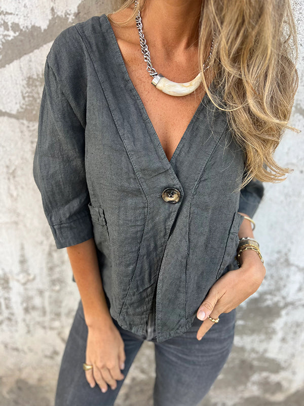 NUOVO🔥 Camicia in lino con taschino