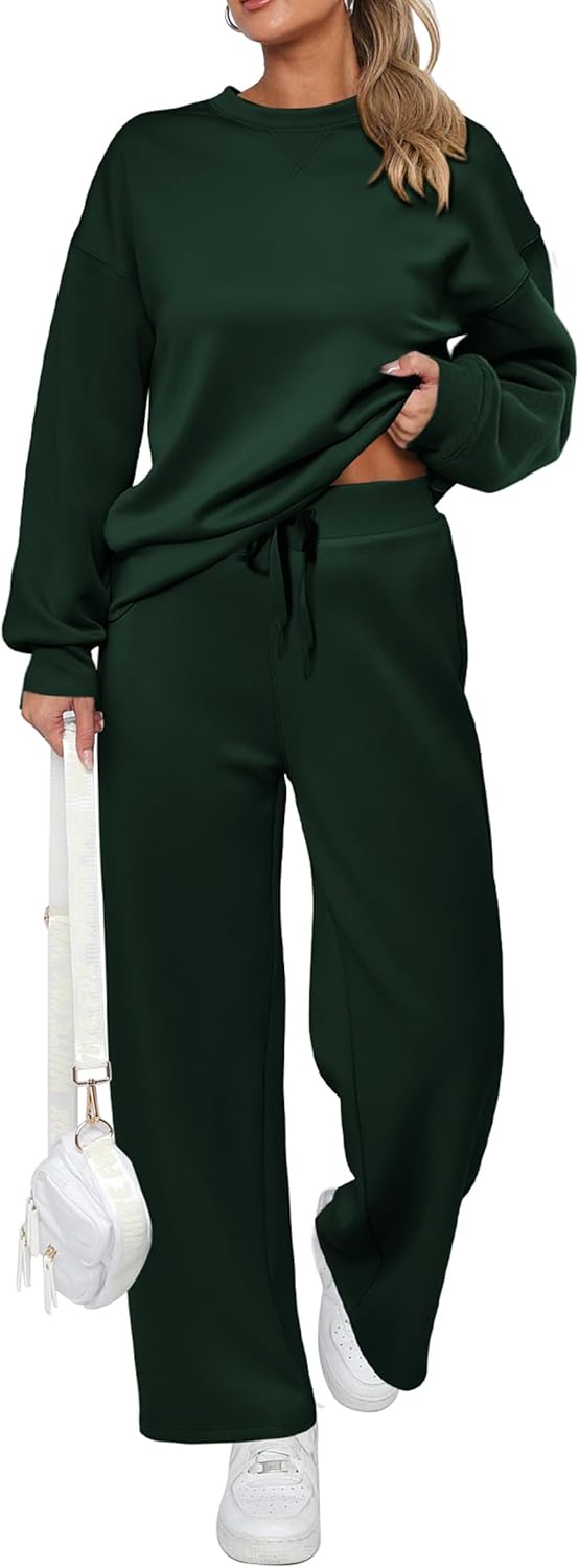 Tuta da donna in cotone due pezzi oversize con felpa a mezza zip e pantaloni sportivi a gamba larga, casual