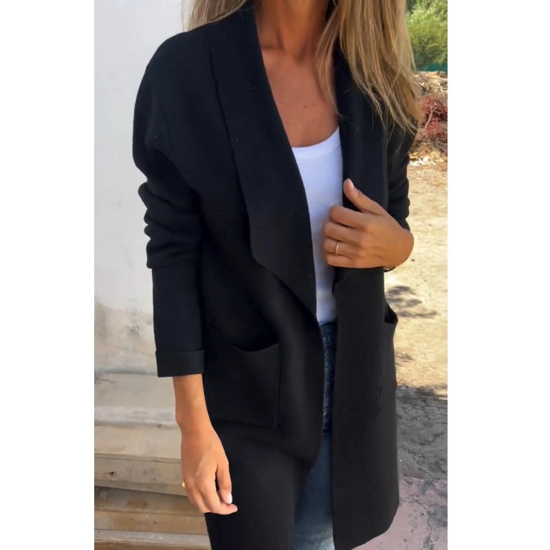 🔥Solo 36 rimasti in magazzino: Cardigan casual con collo a revers e maniche lunghe